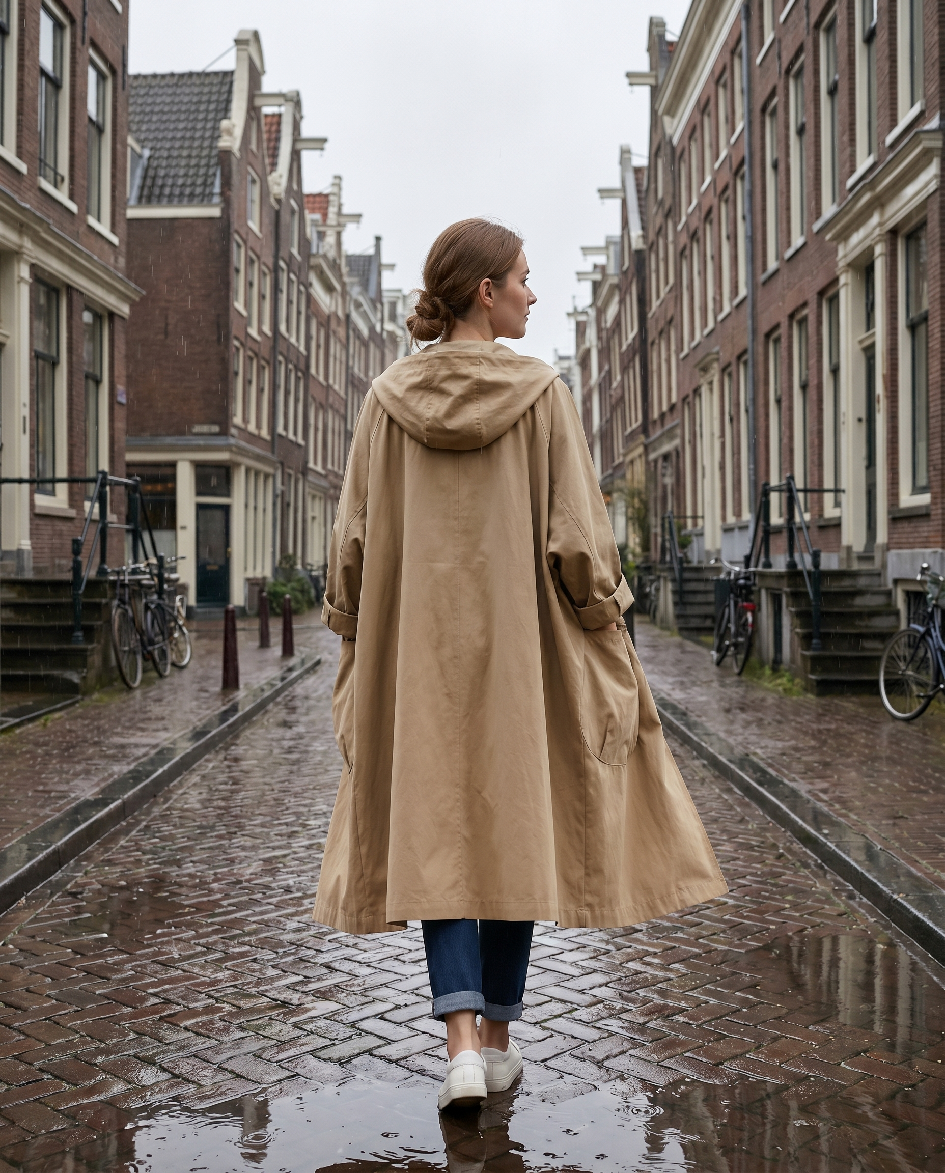 Waterdichte Jas - Lange oversized regenjas met capuchon voor dames-Boutique Moda