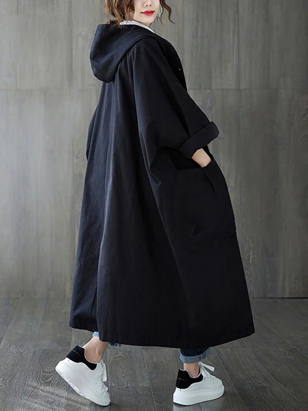 Waterdichte Jas - Lange oversized regenjas met capuchon voor dames-Boutique Moda