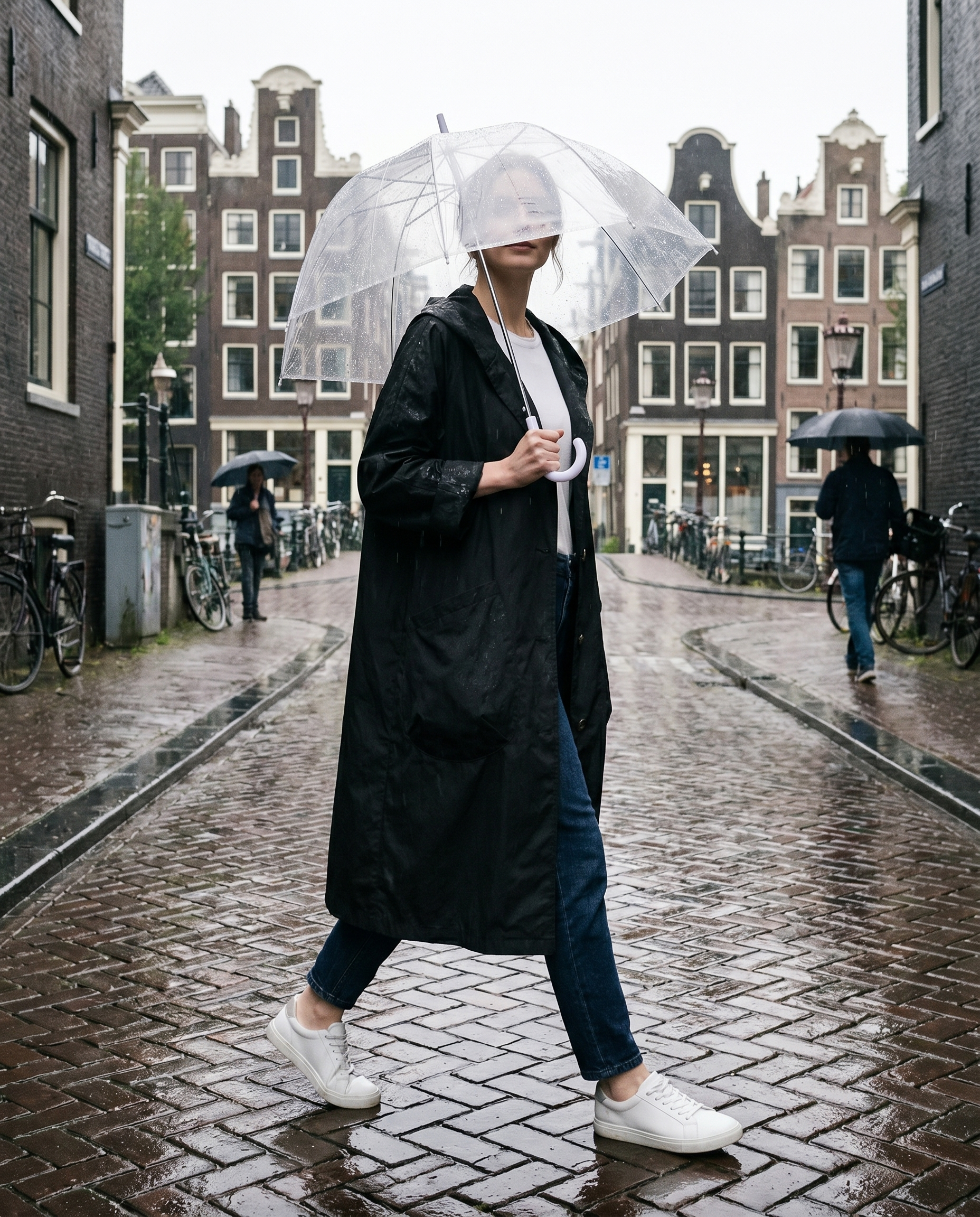 Waterdichte Jas - Lange oversized regenjas met capuchon voor dames-Boutique Moda