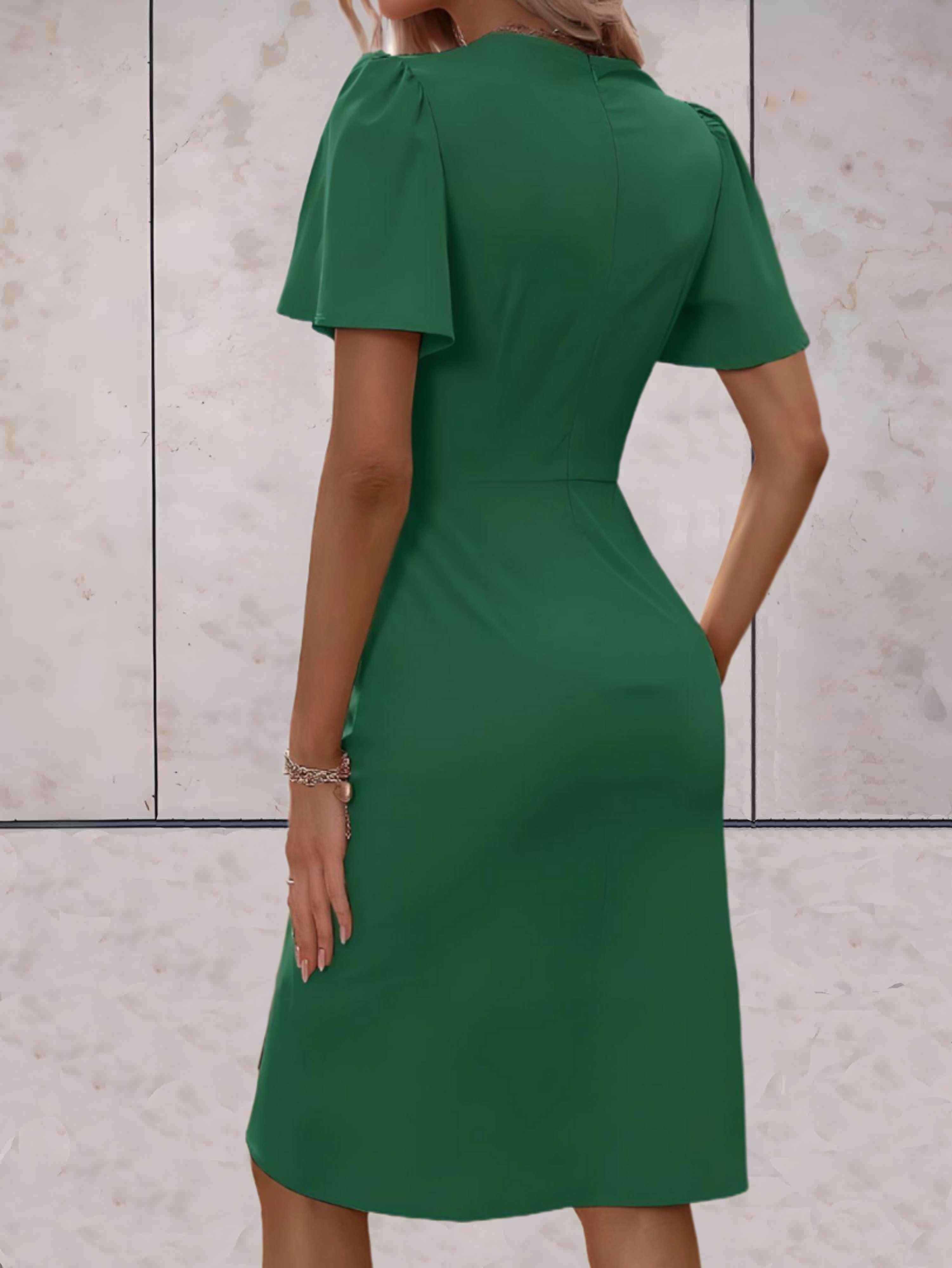 Wikkeljurk - Elegante V-hals vlindermouw jurk knielengte-Boutique Moda