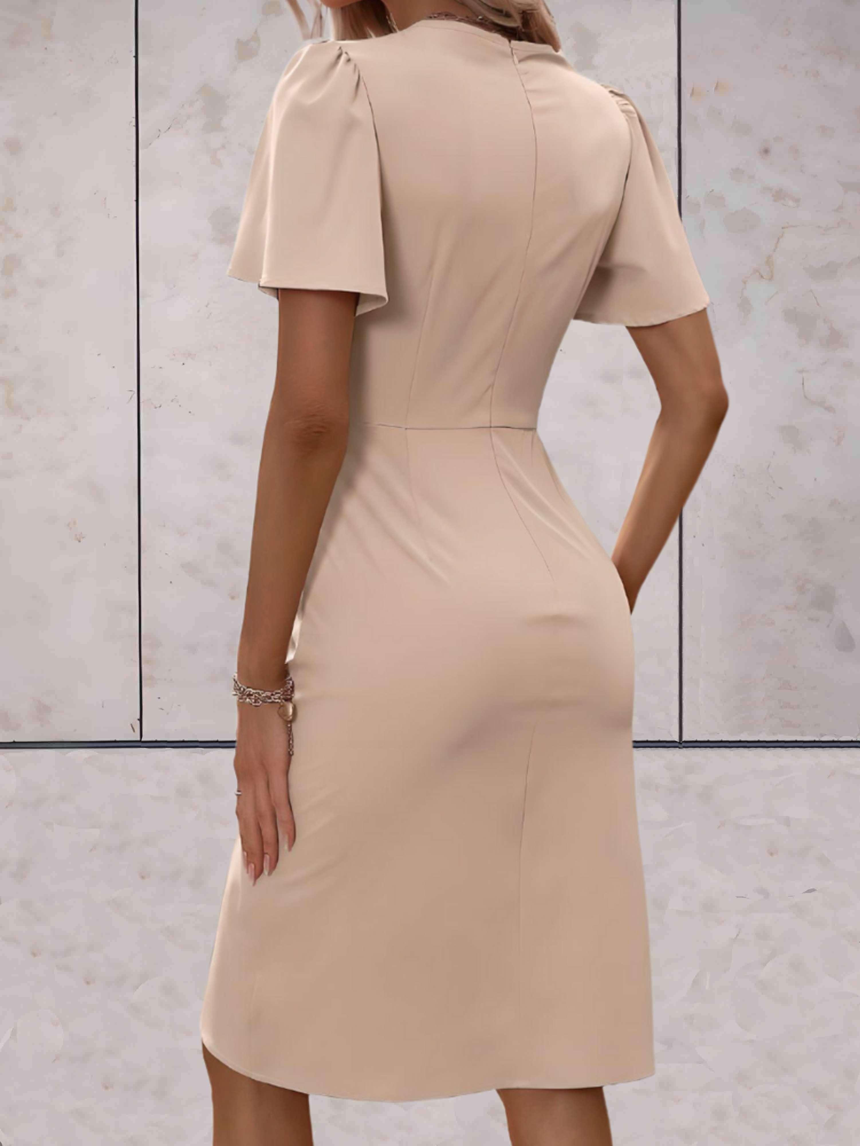 Wikkeljurk - Elegante V-hals vlindermouw jurk knielengte-Boutique Moda