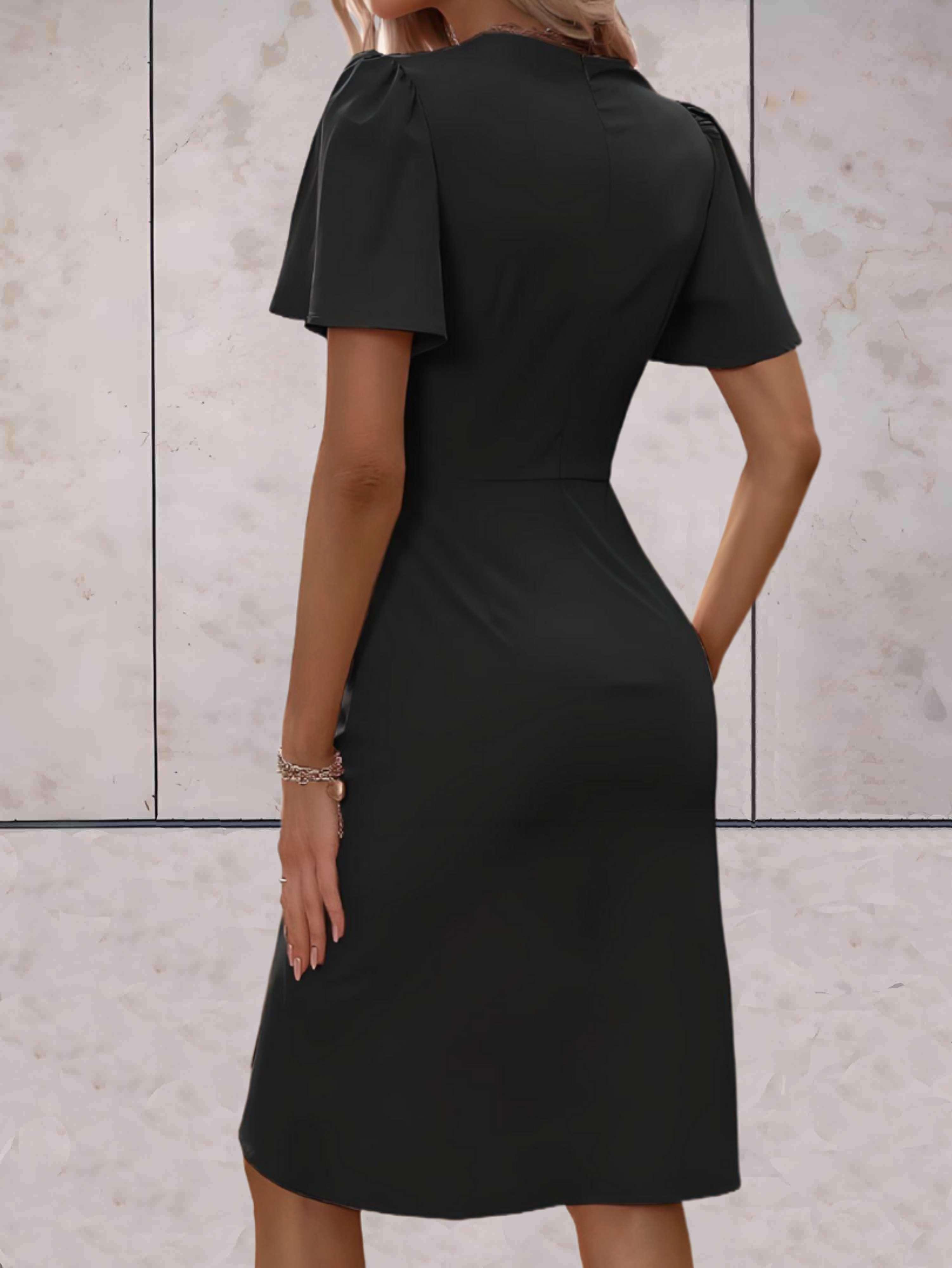 Wikkeljurk - Elegante V-hals vlindermouw jurk knielengte-Boutique Moda