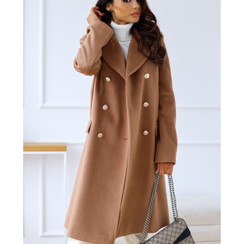 Winter Trench Coat - Dubbelrijig - Met kraag - Lange jas - Damesjas-Boutique Moda