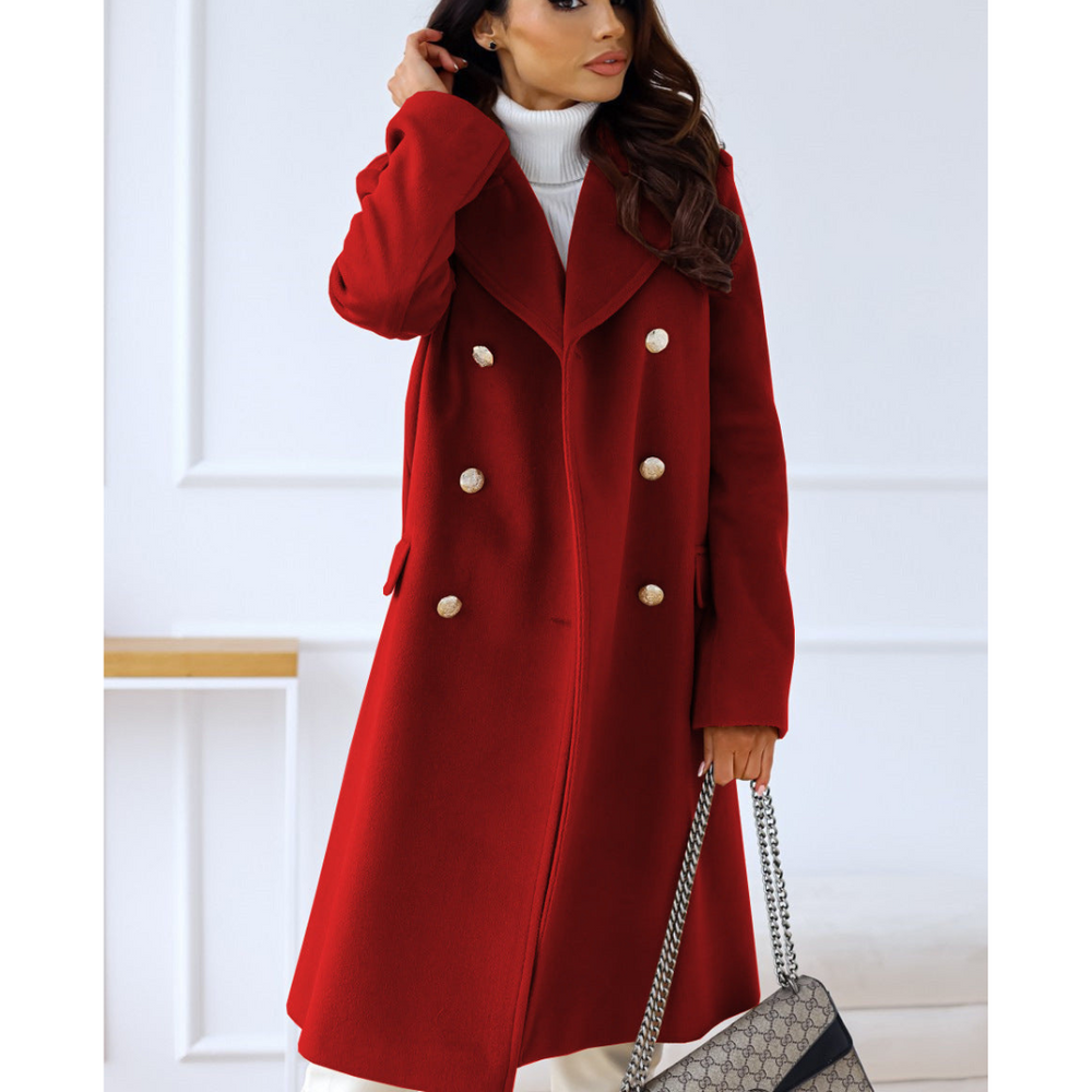 Winter Trench Coat - Dubbelrijig - Met kraag - Lange jas - Damesjas-Boutique Moda
