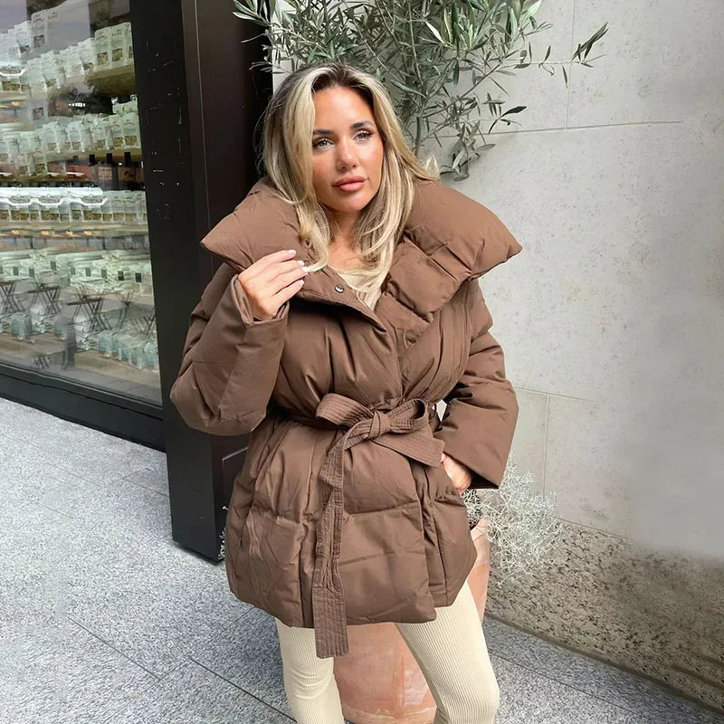Winterjas | Gewatteerd | Riem | Pufferjas | Damesoverjas-Boutique Moda