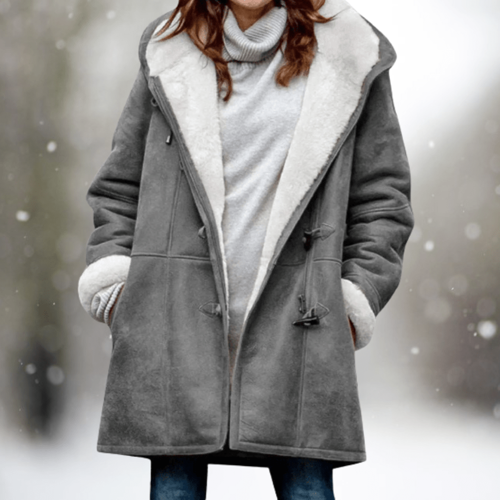 Winterjas - Oversized winterjas met capuchon en sherpa voering voor dames-Boutique Moda