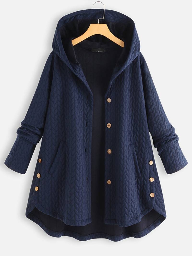 Winterjas met capuchon - Warme oversized winterjas met knoopsluiting voor dames-Boutique Moda