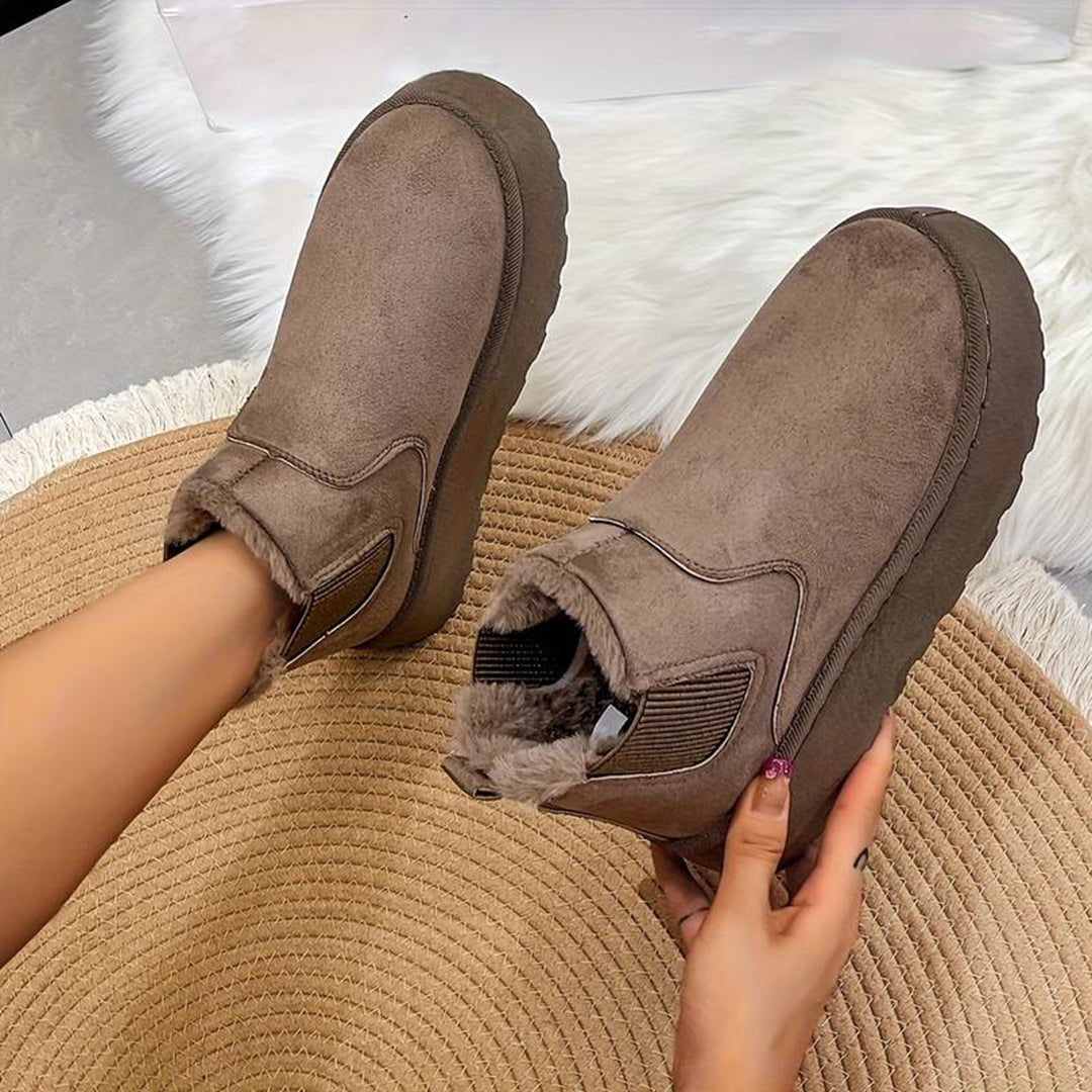 Winterlaarzen | Instapmodel | Enkellaarzen met imitatiebont | Winterschoenen Dames