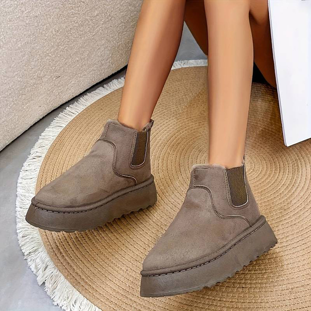 Winterlaarzen | Instapmodel | Enkellaarzen met imitatiebont | Winterschoenen Dames