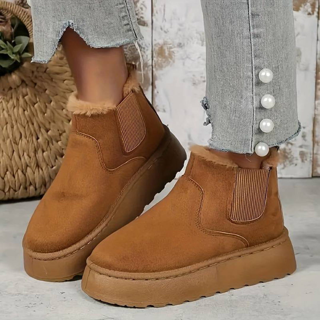 Winterlaarzen | Instapmodel | Enkellaarzen met imitatiebont | Winterschoenen Dames