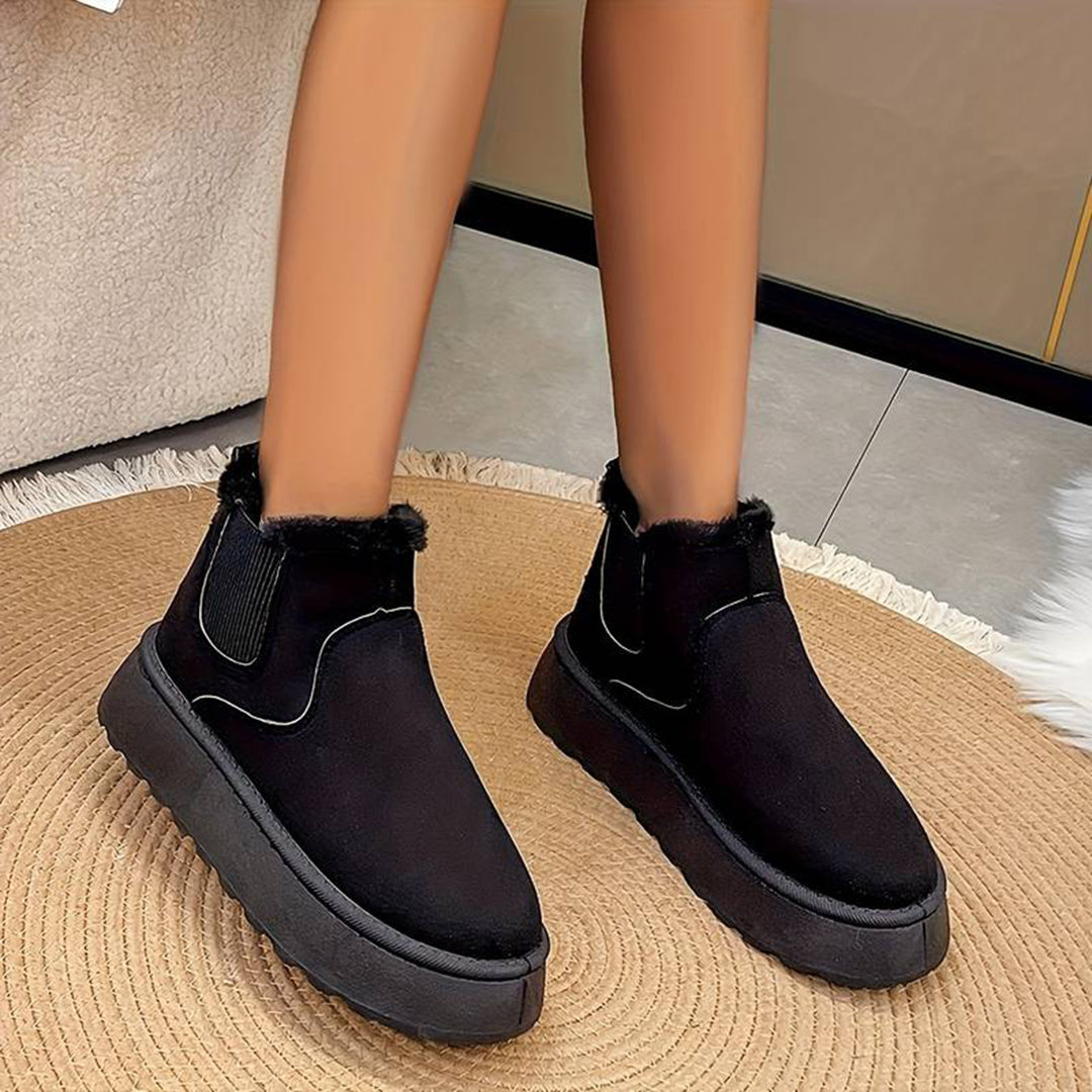 Winterlaarzen | Instapmodel | Enkellaarzen met imitatiebont | Winterschoenen Dames
