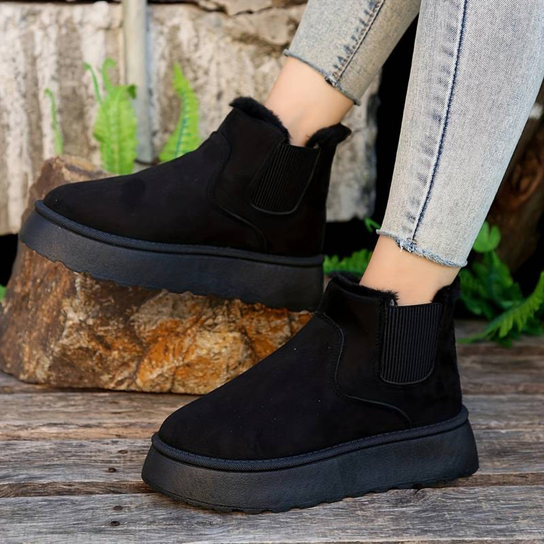 Winterlaarzen | Instapmodel | Enkellaarzen met imitatiebont | Winterschoenen Dames