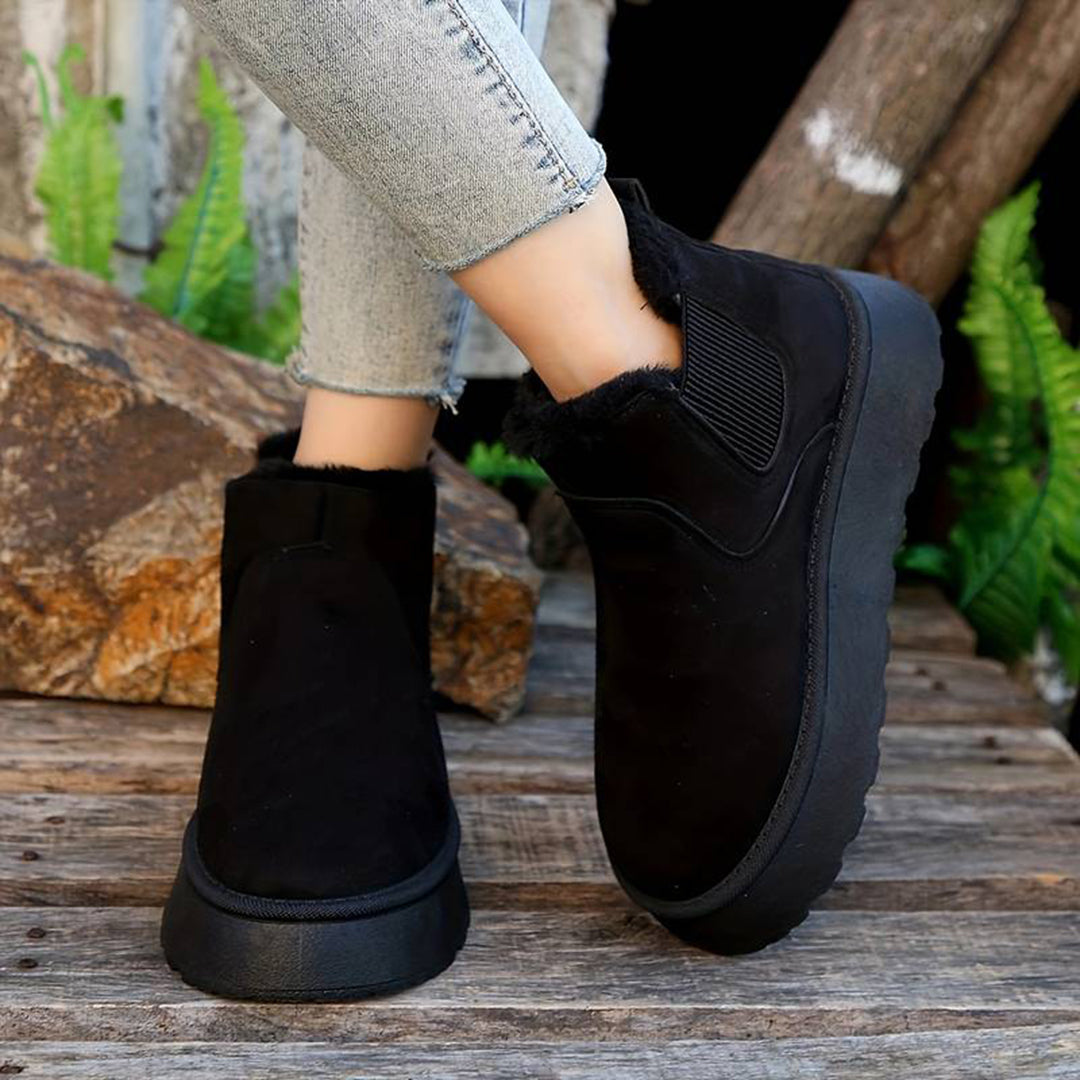 Winterlaarzen | Instapmodel | Enkellaarzen met imitatiebont | Winterschoenen Dames