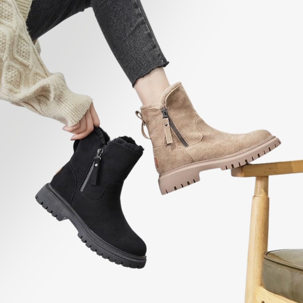 Winterlaarzen | Warm met bont gevoerd | Suède-look | Enkellaarzen | Dameslaarzen