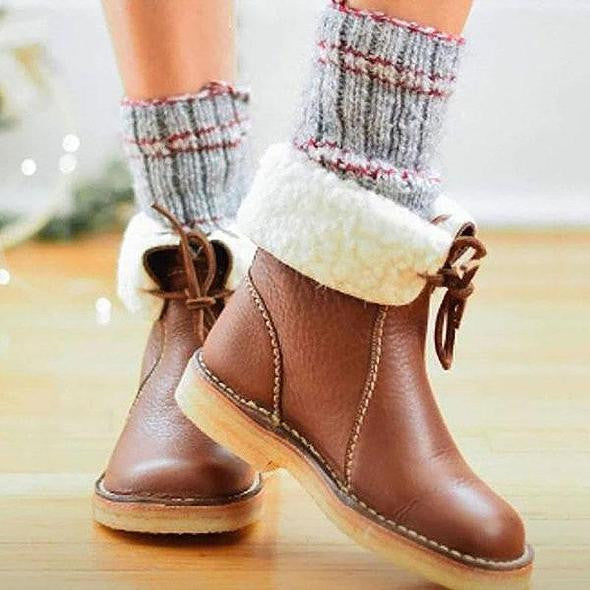 Winterlaarzen | Waterdicht | Warm | Leren Laarzen | Dameslaarzen met Wolvoering
