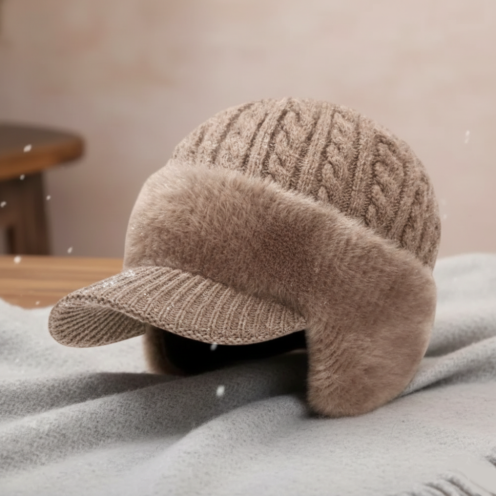 Wintermuts met oorflappen | gebreide trappermuts met klep | herfst en winter-Boutique Moda