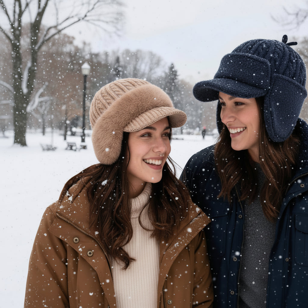 Wintermuts met oorflappen | gebreide trappermuts met klep | herfst en winter-Boutique Moda