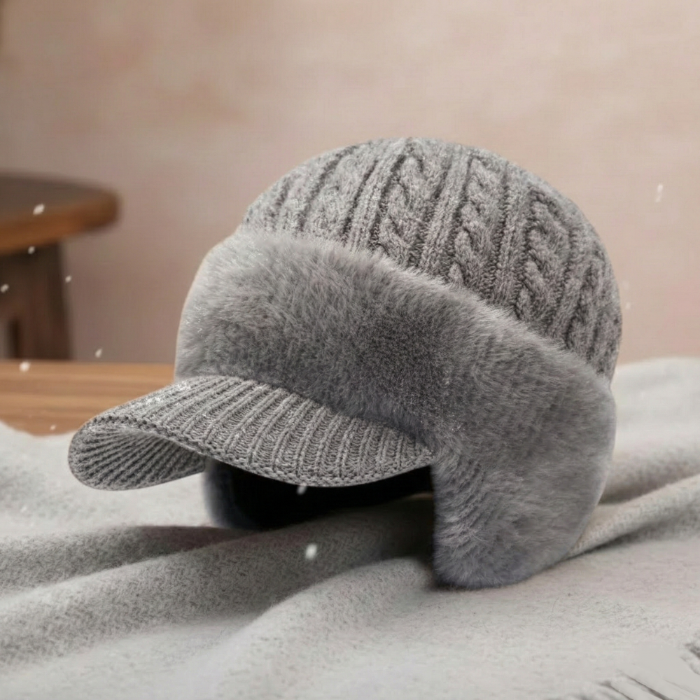 Wintermuts met oorflappen | gebreide trappermuts met klep | herfst en winter-Boutique Moda