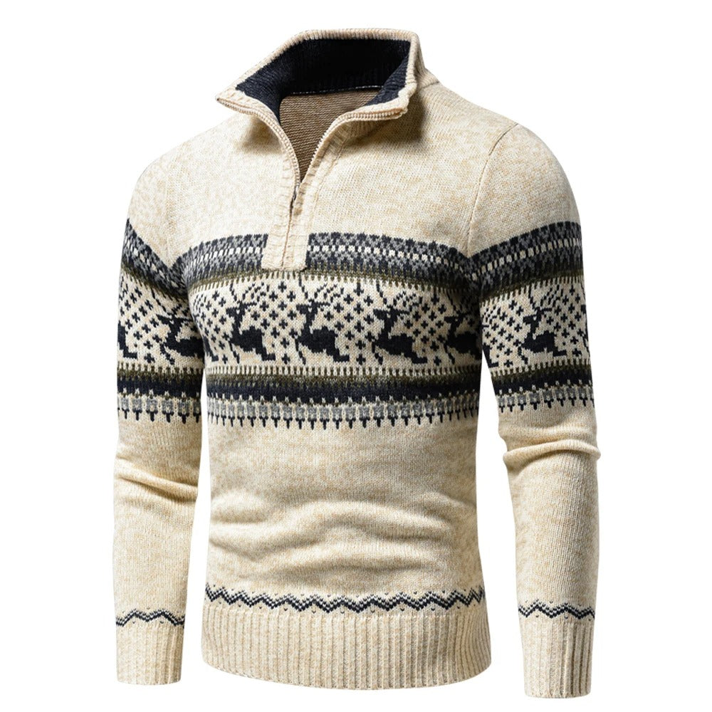 Wintertrui - Gebreide kersttrui met kwartritssluiting voor heren-Boutique Moda