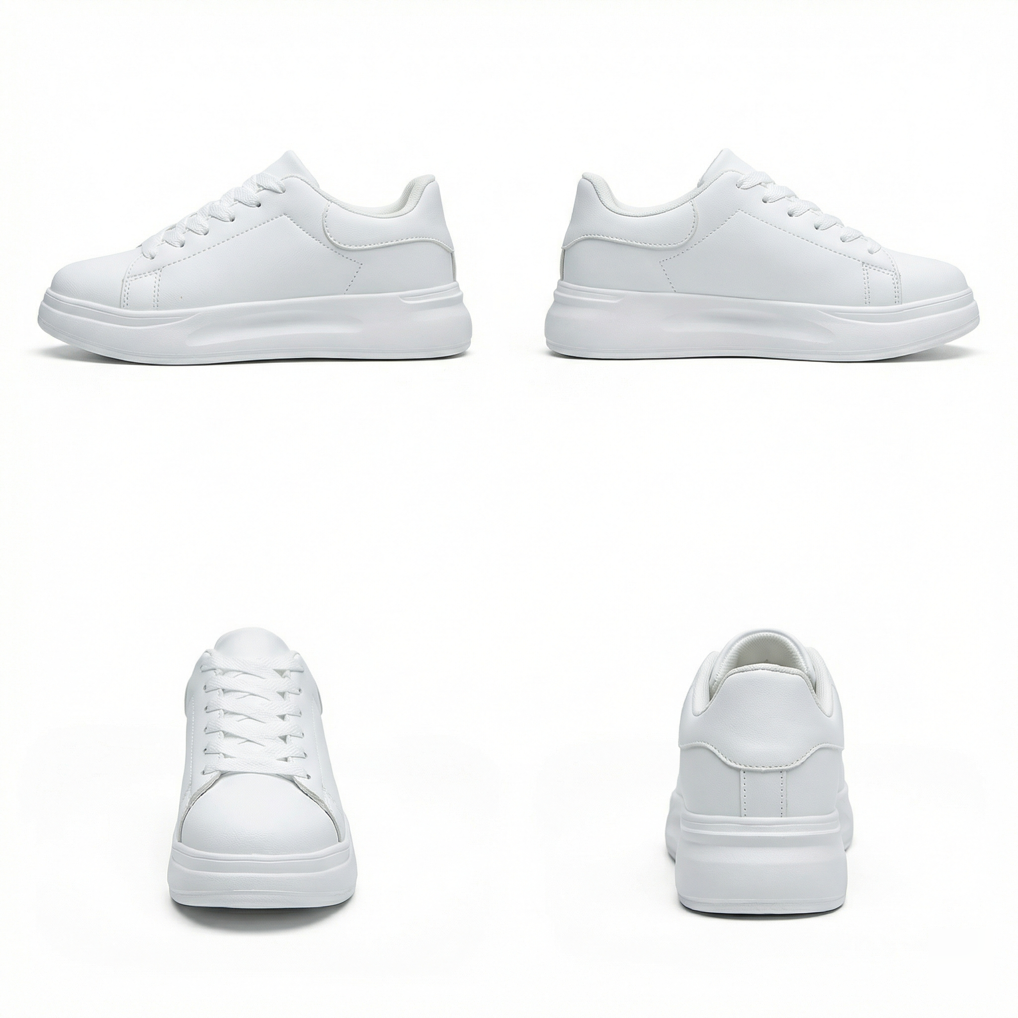 Witte sneakers - Platformsneakers met veters voor dames-Boutique Moda
