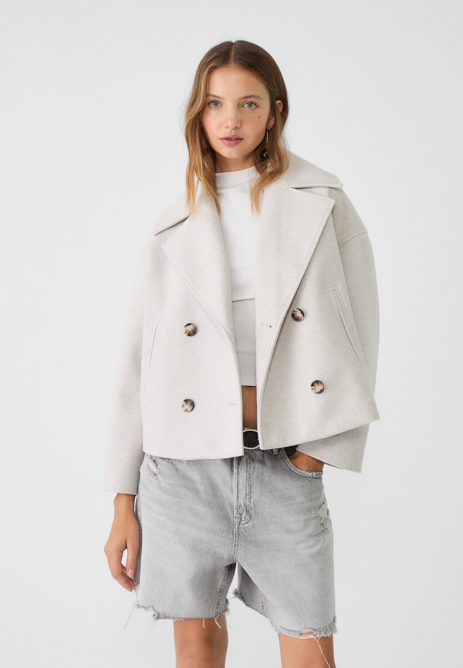 Wollen Jas - Oversized - Double Breasted - Korte Wollen Jas - Wollen Damesjas-Boutique Moda