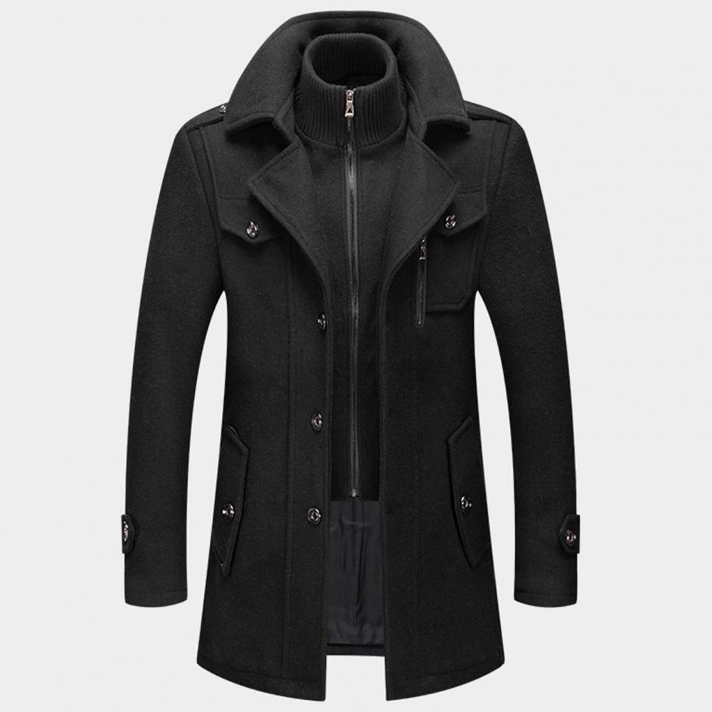 Wollen jas - Halflange wollen jas met rits voor heren in de winter-Boutique Moda