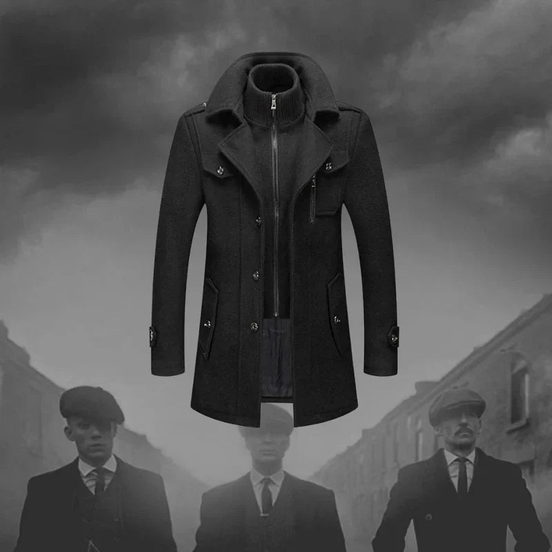 Wollen jas - Halflange wollen jas met rits voor heren in de winter-Boutique Moda