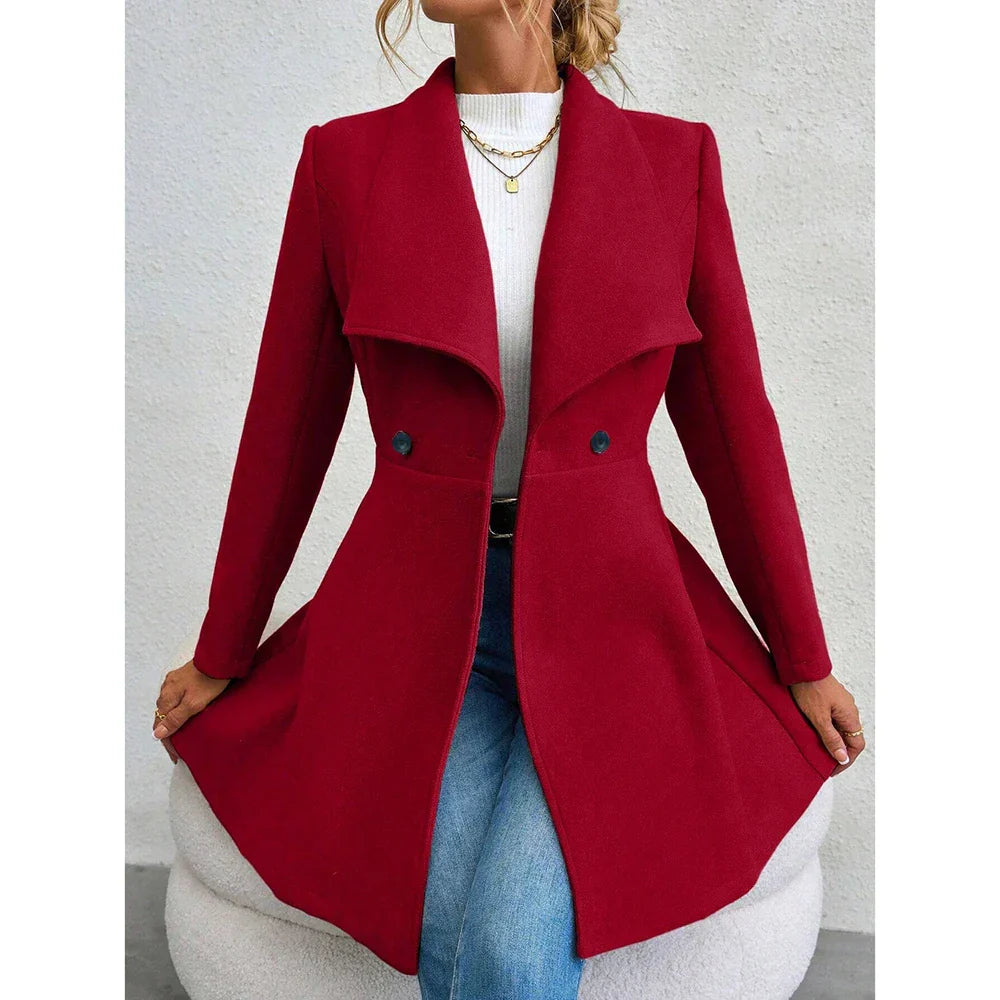 Wollen mantel | Klassiek | Halflang | Wollen Trenchcoat | Damesjas-Boutique Moda