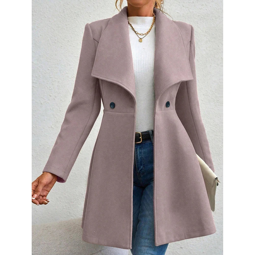 Wollen mantel | Klassiek | Halflang | Wollen Trenchcoat | Damesjas-Boutique Moda