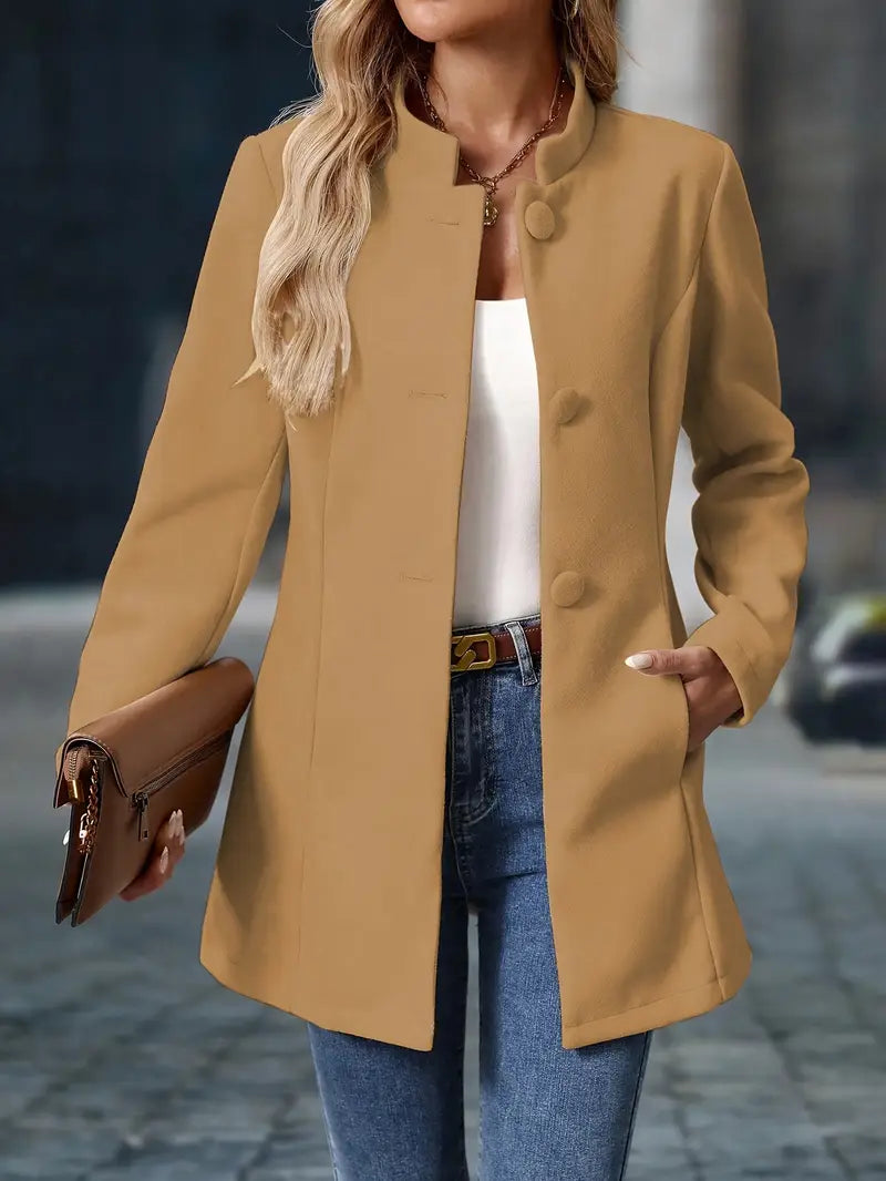 Wollen trenchcoat - Stijlvolle middellange wollen overjas voor dames-Boutique Moda