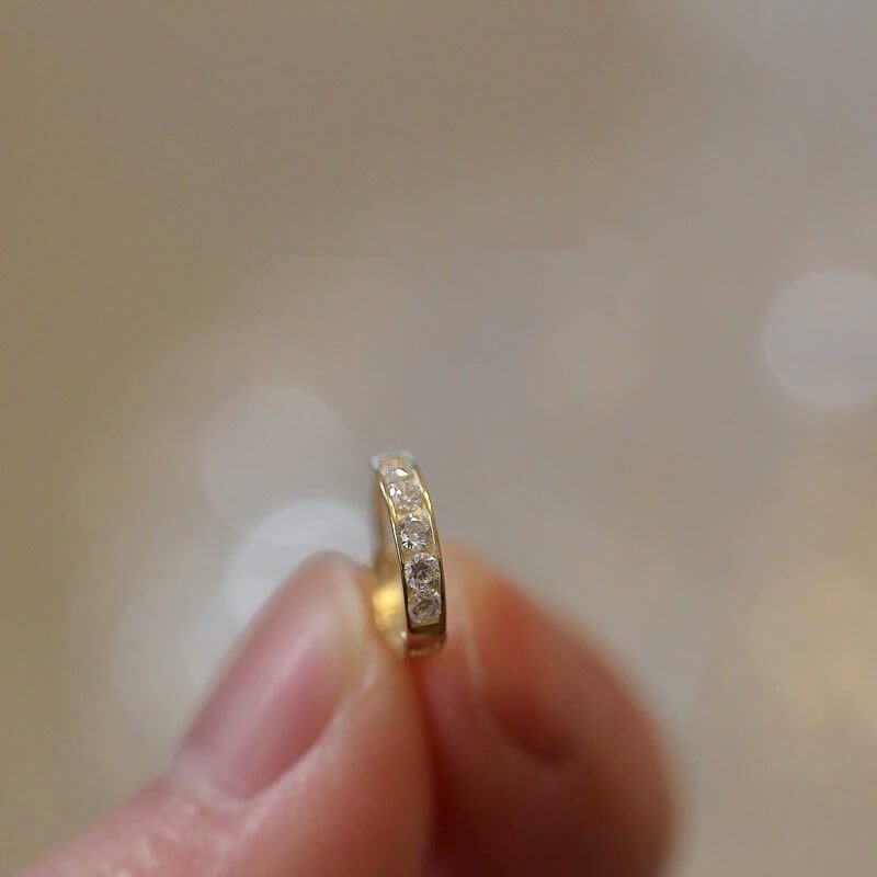 Zirkonia Oorbellen | 14k Verguld | Kleine Klapcreolen-Boutique Moda