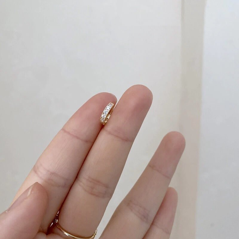 Zirkonia Oorbellen | 14k Verguld | Kleine Klapcreolen-Boutique Moda