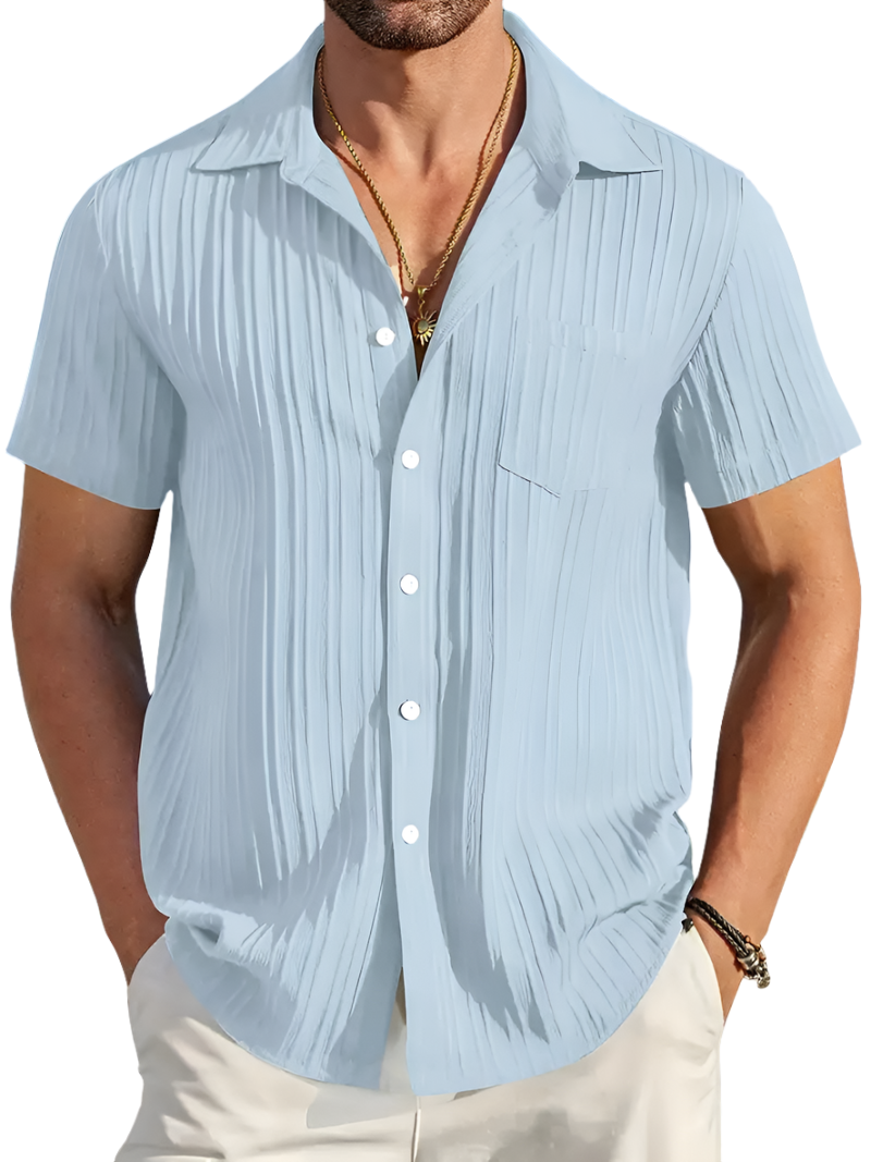 Zomerhemd - Lichtgewicht herenhemd met korte mouwen en knopen-Boutique Moda