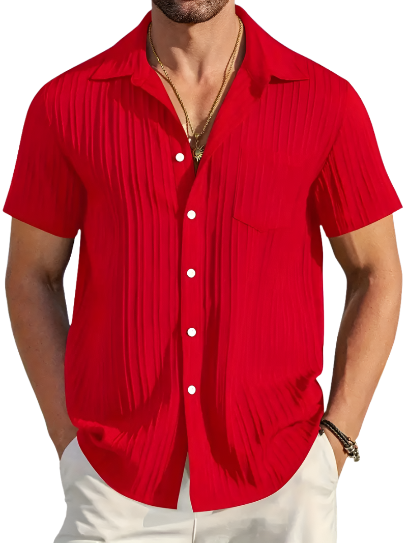Zomerhemd - Lichtgewicht herenhemd met korte mouwen en knopen-Boutique Moda