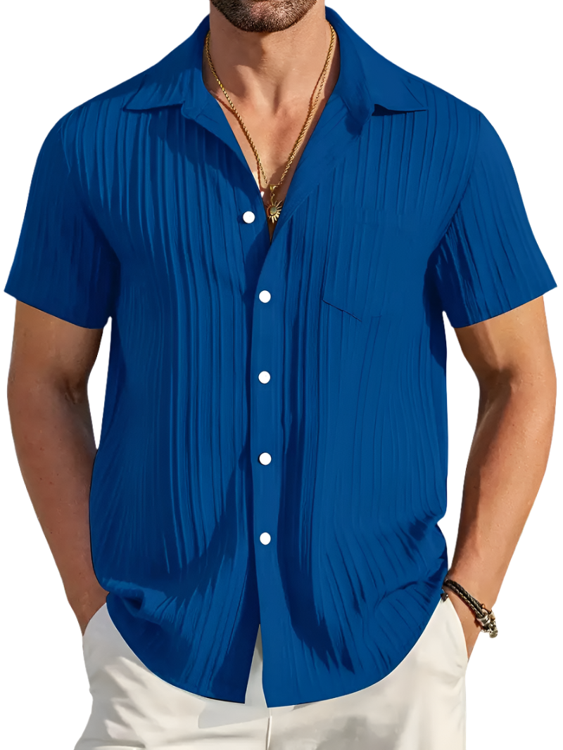 Zomerhemd - Lichtgewicht herenhemd met korte mouwen en knopen-Boutique Moda