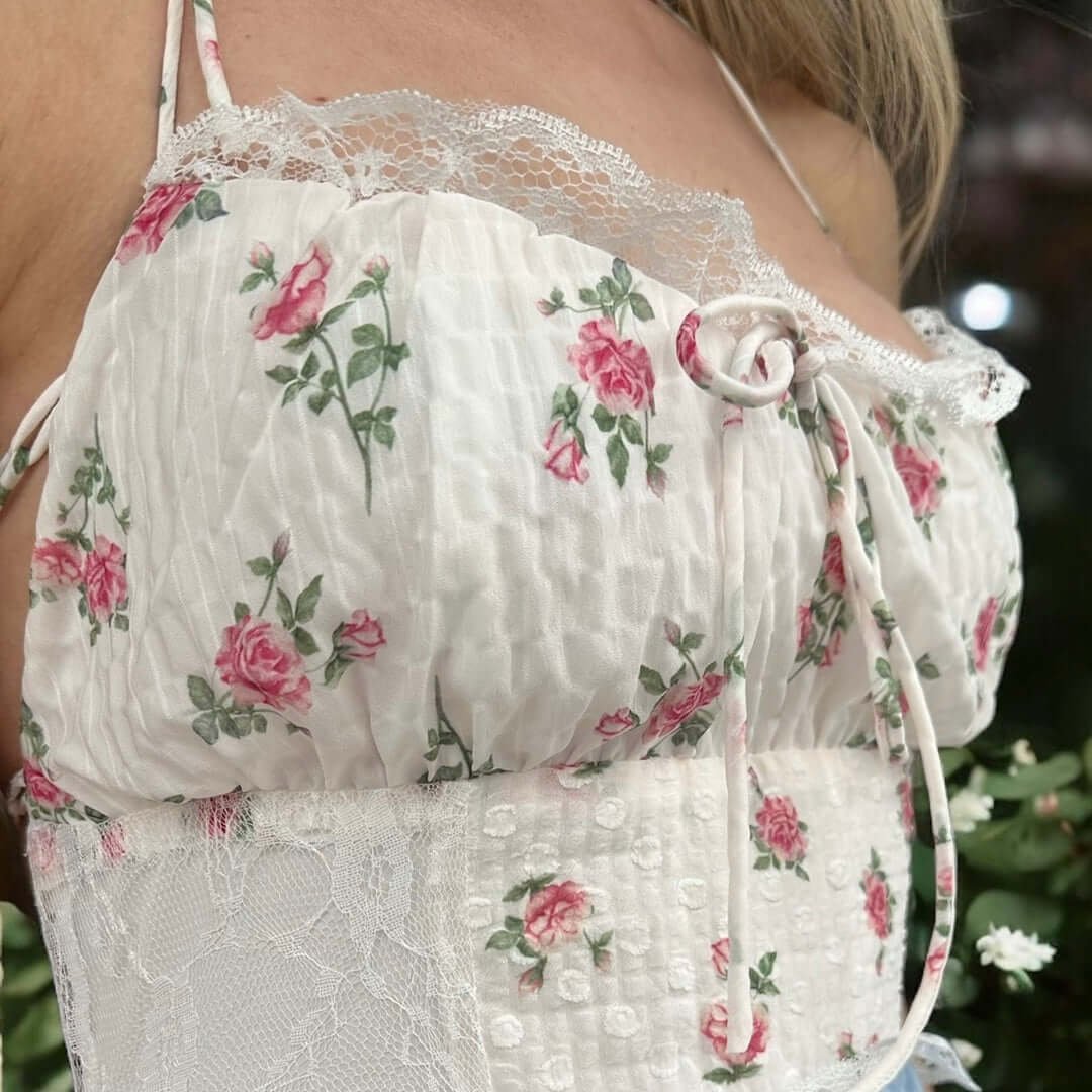 Zomerjurk Dames | Boho Patchwork | Bloemen En Kant Maxi-Boutique Moda