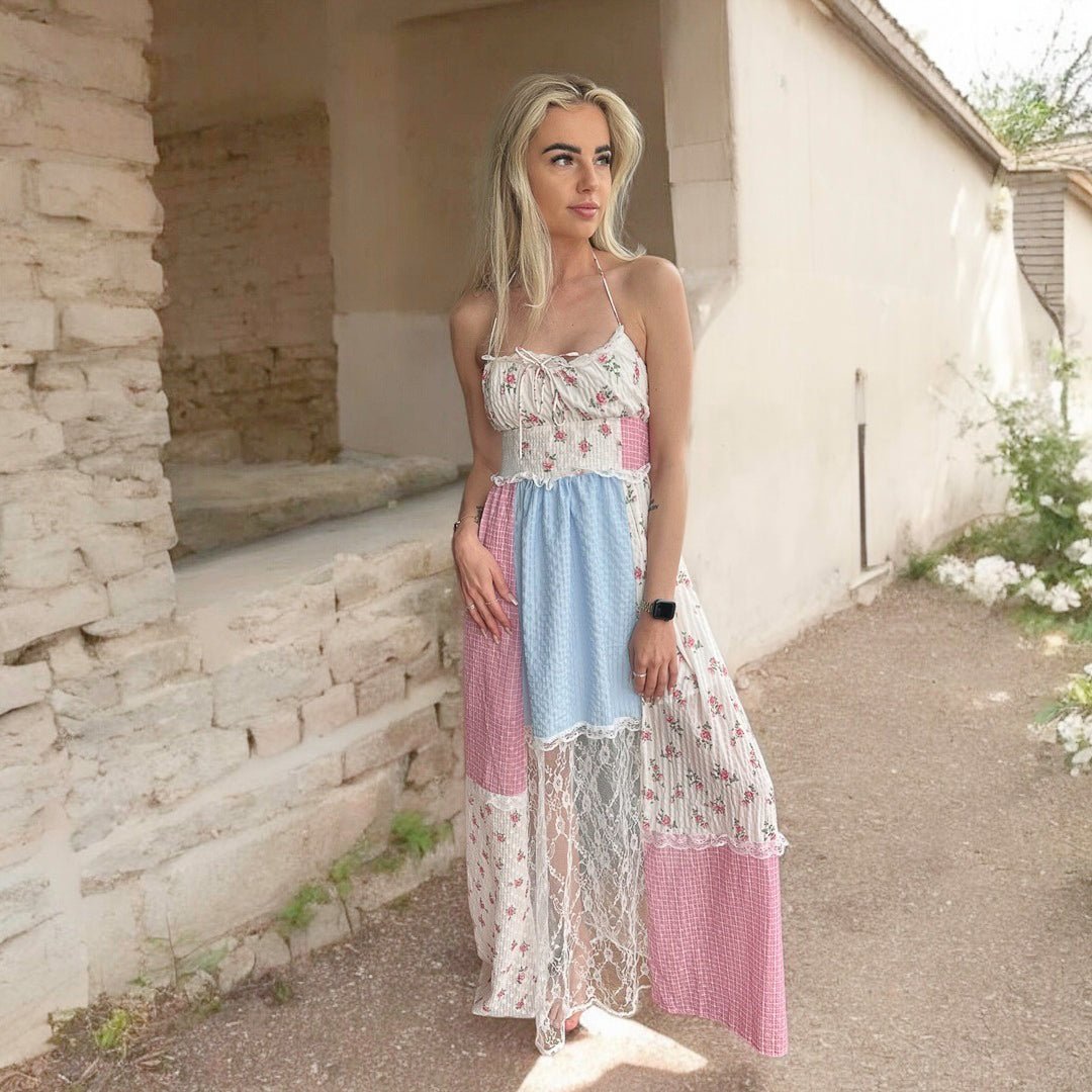 Zomerjurk Dames | Boho Patchwork | Bloemen En Kant Maxi-Boutique Moda