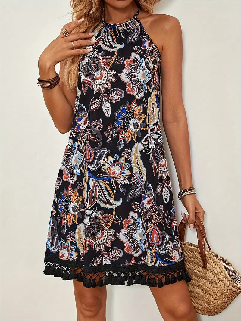 Zomerjurk - Halternek - Boho Stijl - Mini Jurk - Zondresses-Boutique Moda