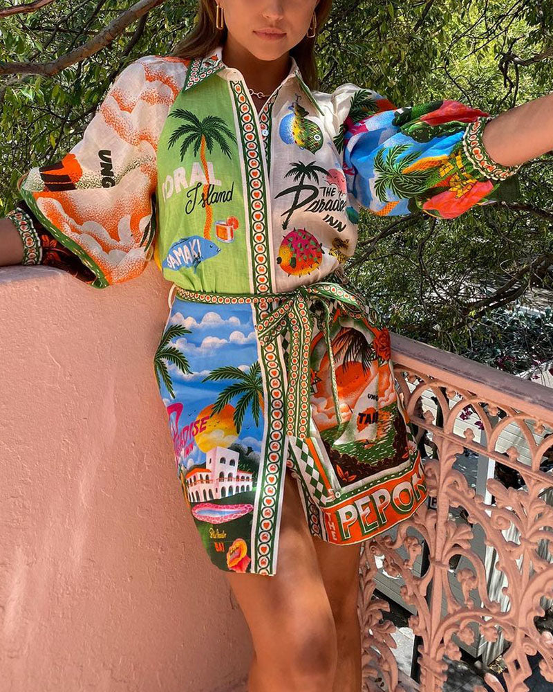 Zomerjurk | Kleurrijke | Pofmouw | Korte Mouw Jurk | Mini Jurk-Boutique Moda