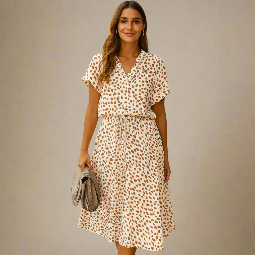 Zomerjurk - Korte Mouw - Ceintuur - Midi-jurk - Zondress-Boutique Moda