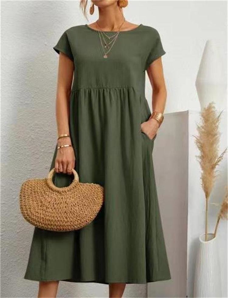 Zomerjurk - Korte mouwen - Losse pasvorm - Lange jurk - Maxi-jurk-Boutique Moda