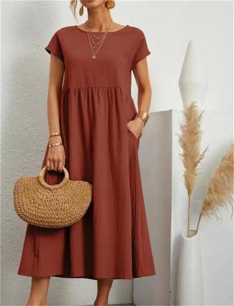 Zomerjurk - Korte mouwen - Losse pasvorm - Lange jurk - Maxi-jurk-Boutique Moda