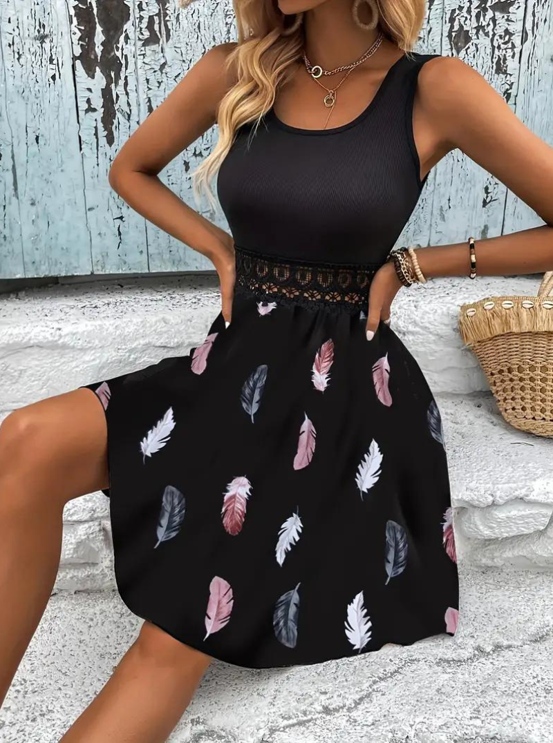 Zomerjurk - Mouwloos - Bedrukt - Korte jurk - Zondress-Boutique Moda