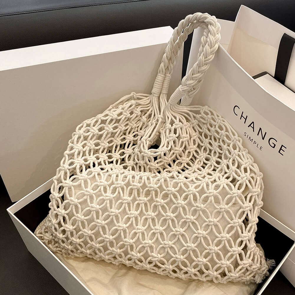 Zomertas Dames | Gehaakte Strandtas | Opengewerkt Boho Ruim-Boutique Moda
