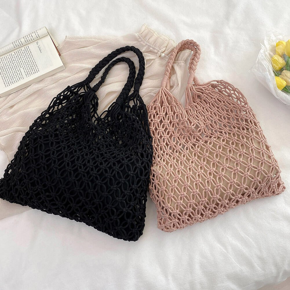 Zomertas Dames | Gehaakte Strandtas | Opengewerkt Boho Ruim-Boutique Moda