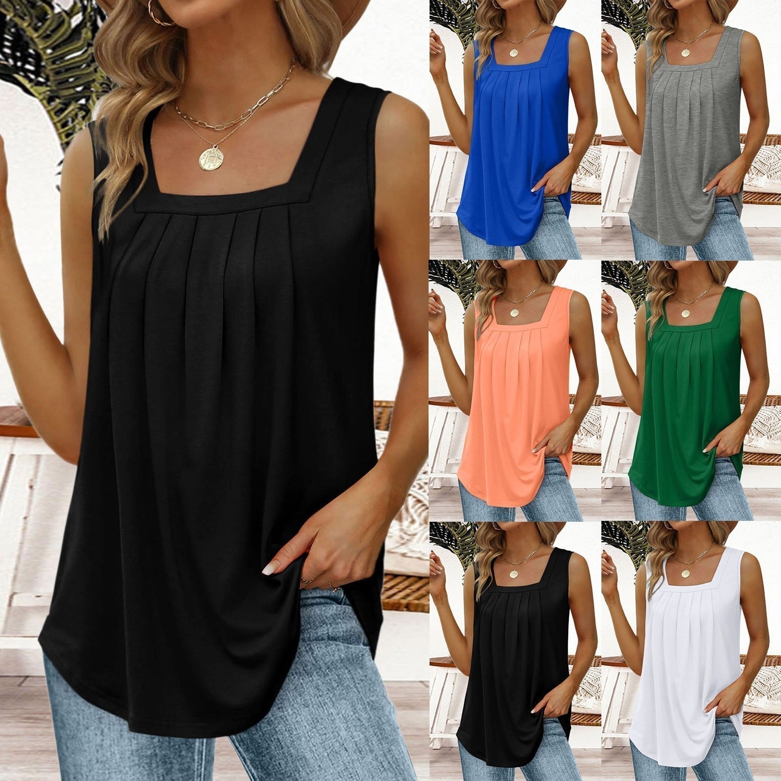 Zomertop - Lange, losvallende plooitop zonder mouwen voor dames-Boutique Moda