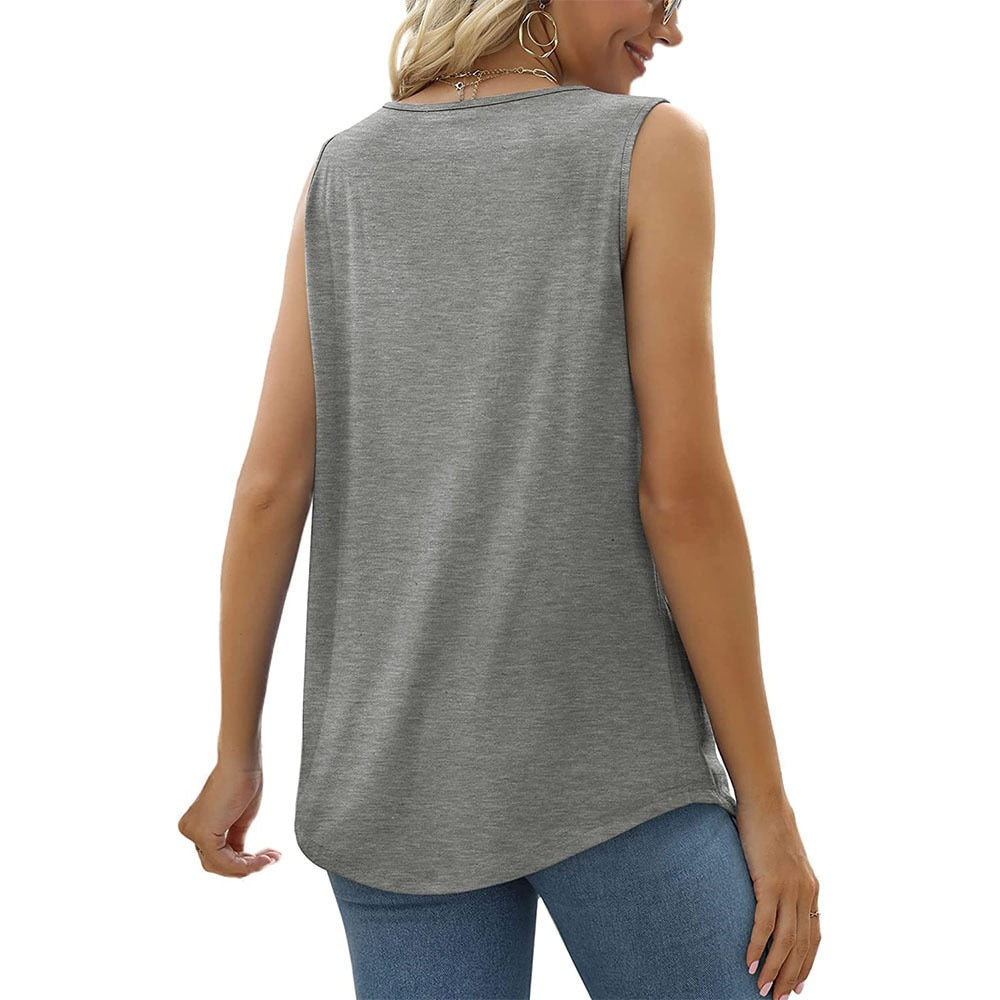 Zomertop - Lange, losvallende plooitop zonder mouwen voor dames-Boutique Moda