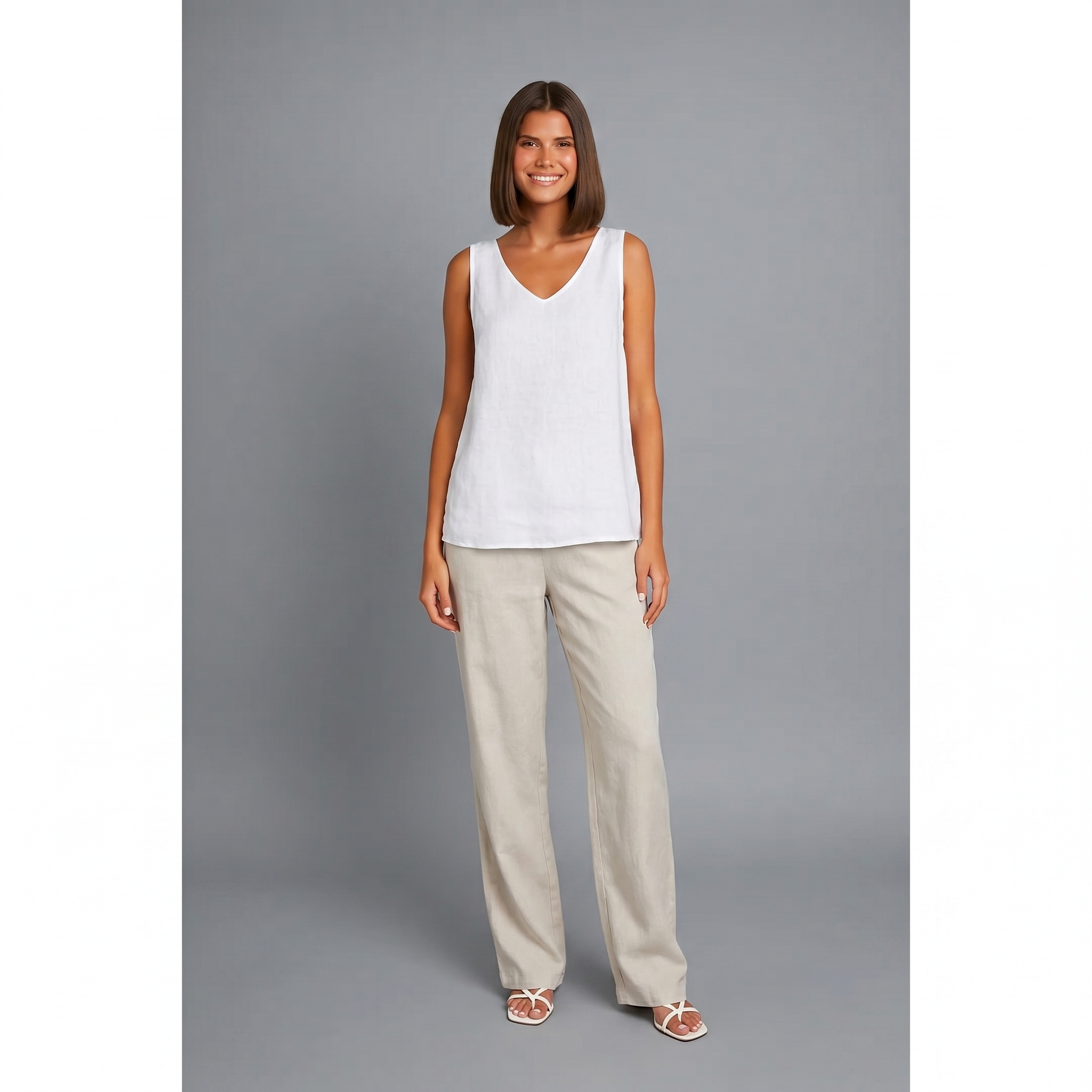 Zomertop | Mouwloos | Oversized linnen top-Boutique Moda
