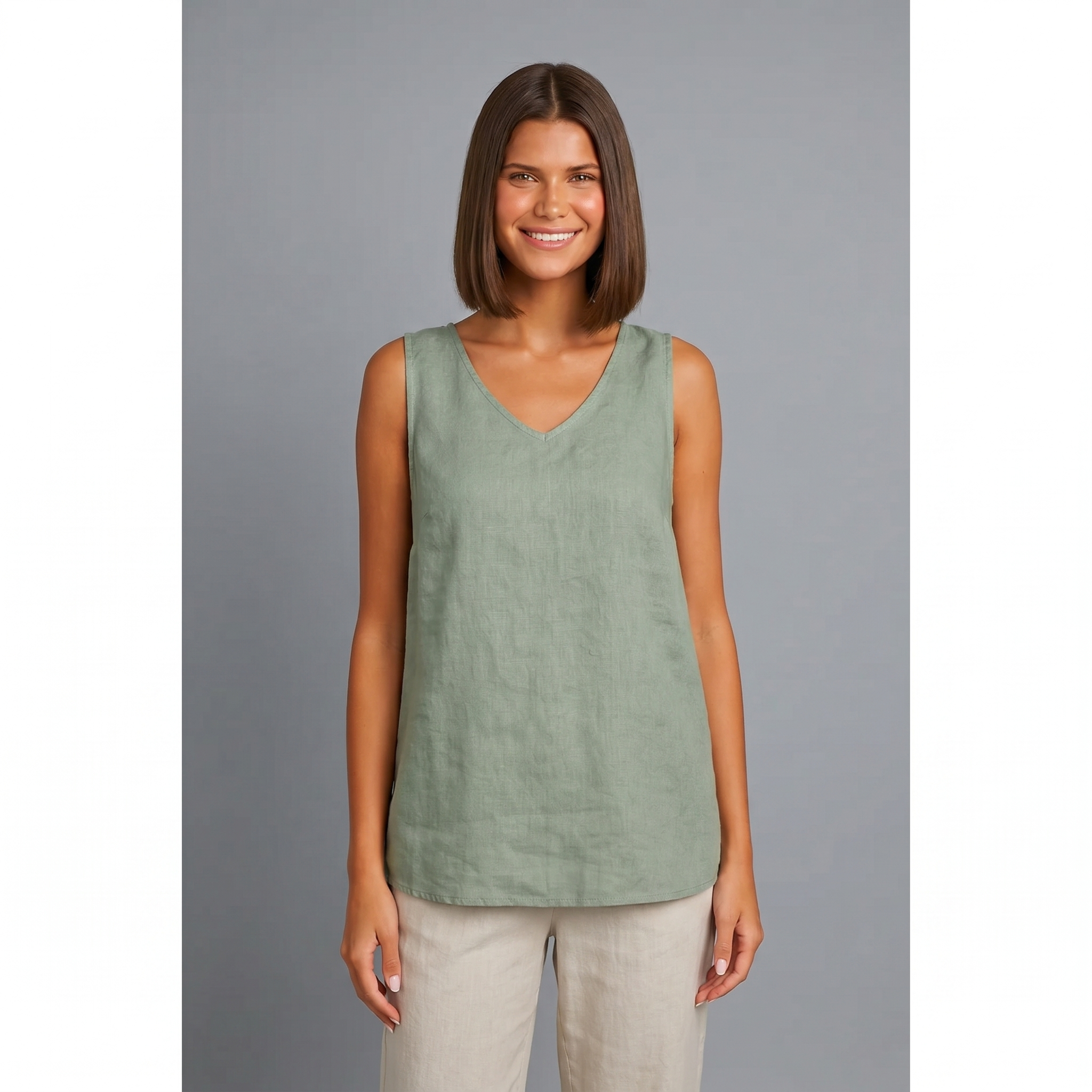 Zomertop | Mouwloos | Oversized linnen top-Boutique Moda