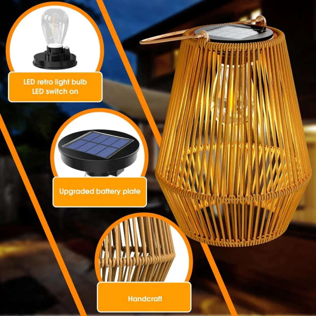 Zonne-energie lamp - Rotan - Tuin - Draagbare lamp - Buitenlamp-Boutique Moda